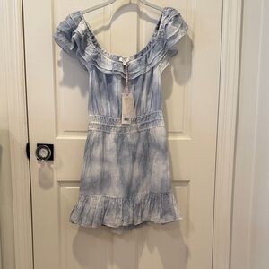 LoveShackFancy Light Blue Ruffled Mini Dress